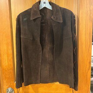 Womens By Excelsior Dark Chocolate Brown Suede Made in Spain Vintage Jacket S